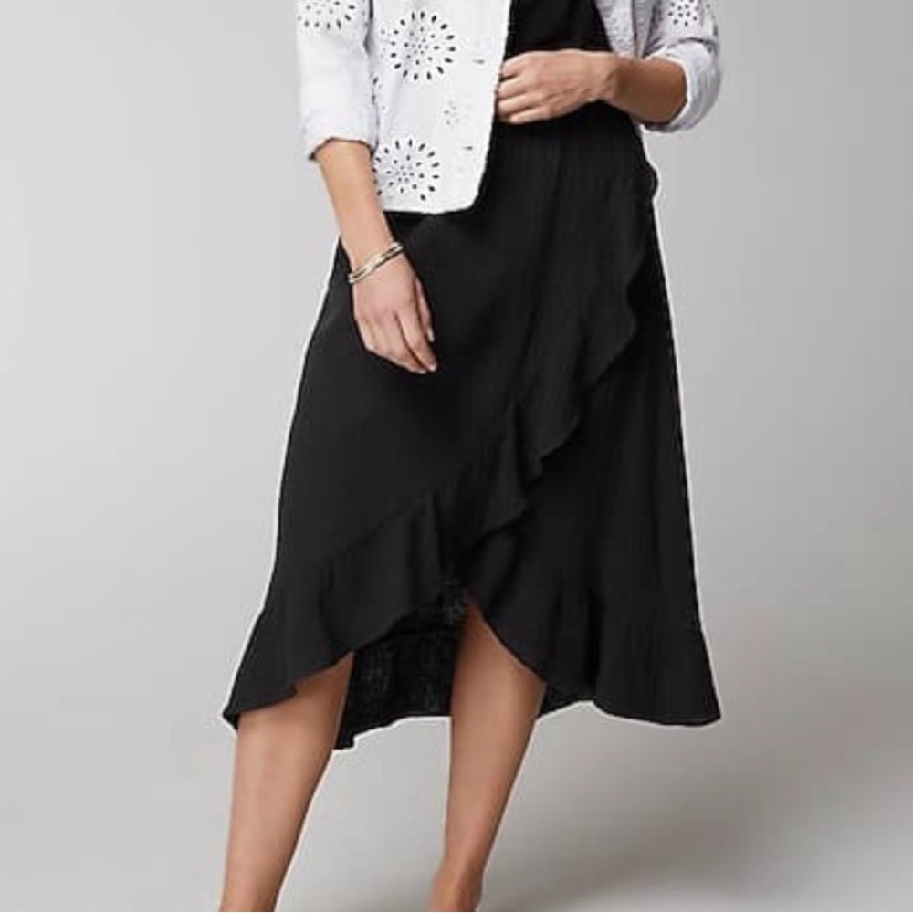 JJill New Cotton-Gauze Ruffled Wrap Skirt plus size 2X